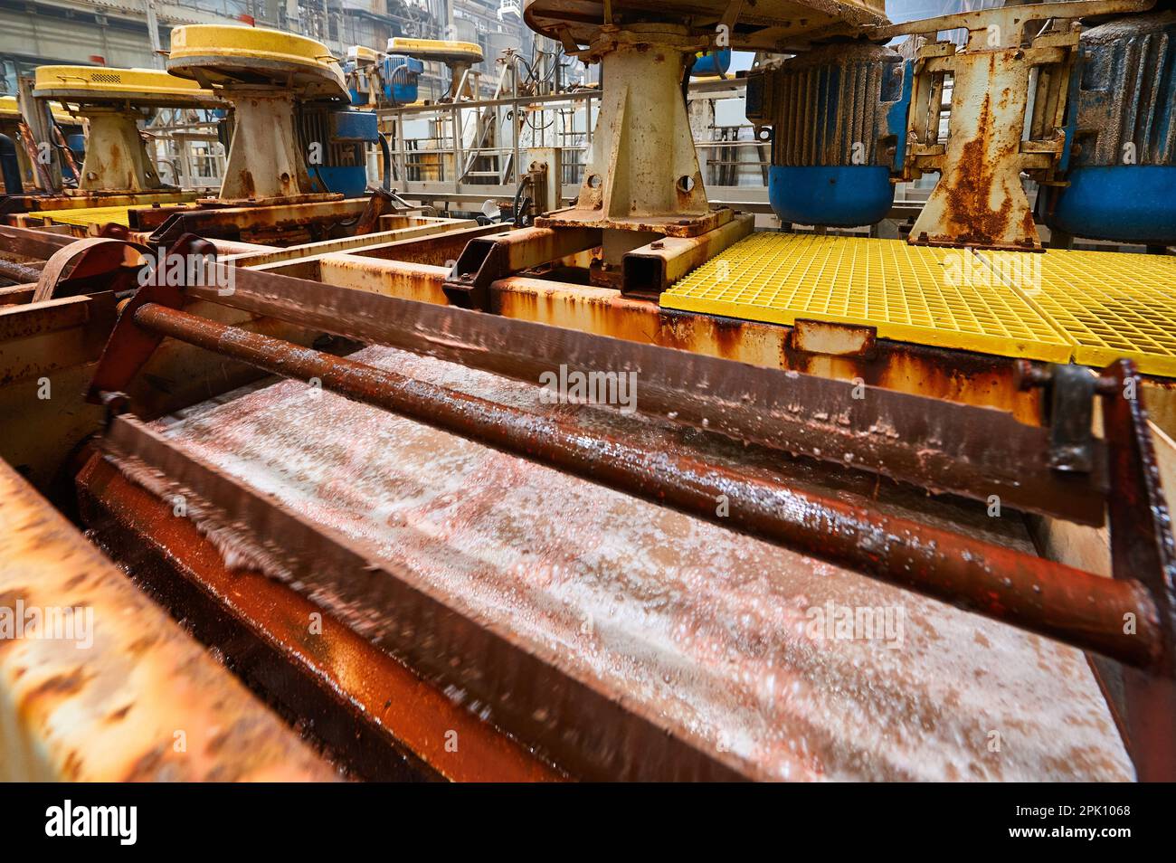 Flotation Line Production line with baths of floatation machine at factory Stock Photo ...