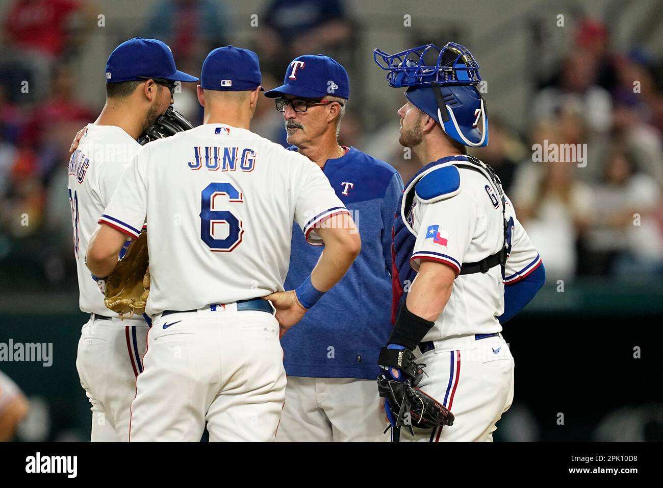 Texas Rangers pitching coach Mike Maddux during a baseball game against the  Oakland Athletics in Oakland, Calif., Saturday, May 13, 2023. (AP  Photo/Jeff Chiu Stock Photo - Alamy