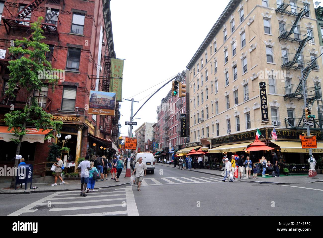 The vibrant Mulberry street in Little Italy, Manhattan, New York City, USA. Stock Photo