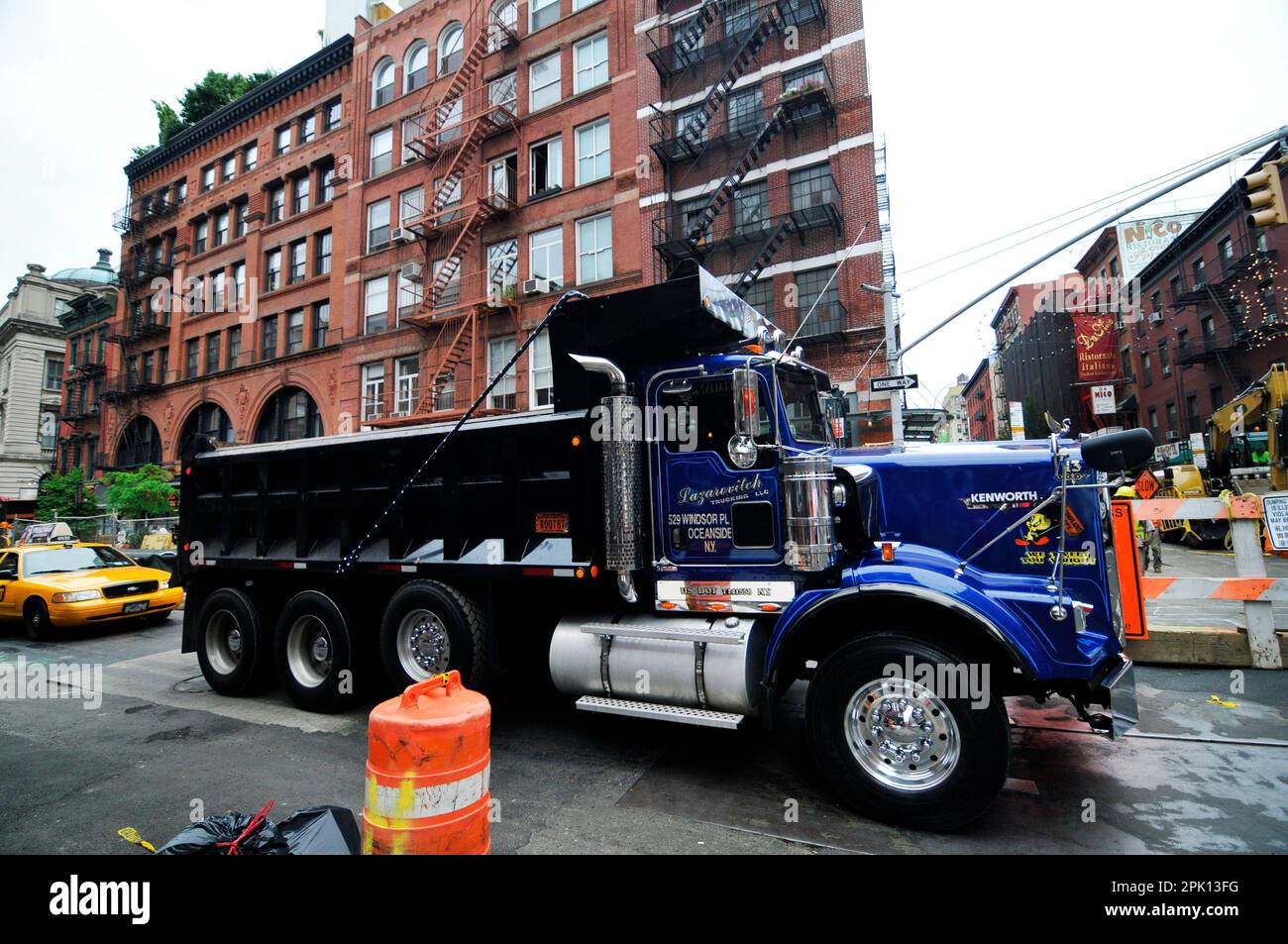 A Kenworth truck in Little Italy, New York CIty, USA. Stock Photo