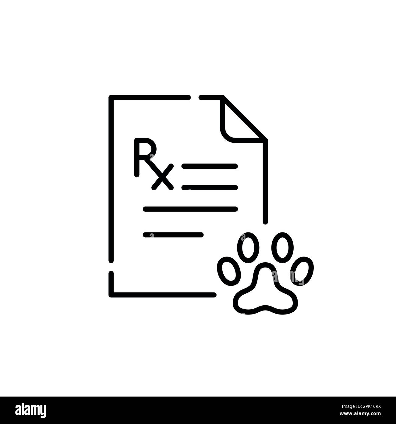 Prescription for veterinary medicine. Pet healthcare. Pixel perfect, editable stroke icon Stock Vector