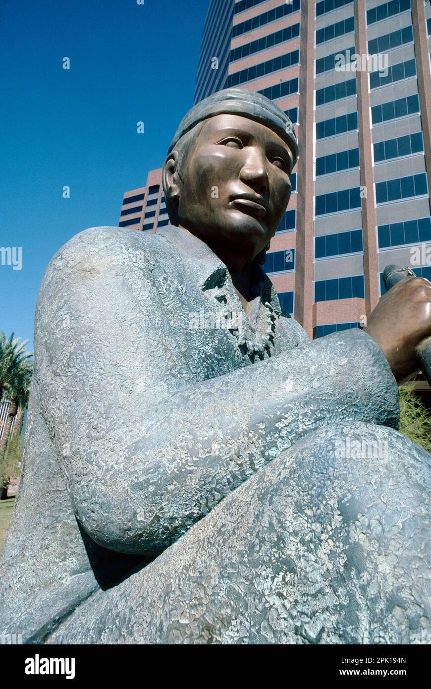 Code Talker Memorial, Phoenix Plaza, Phoenix, Arizona (1989, by Douglas Hyde) Stock Photo