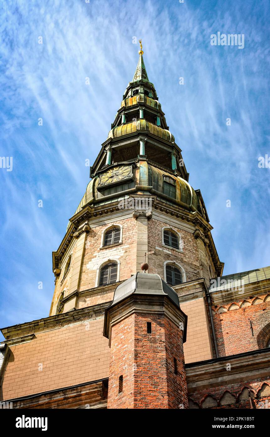 St Peters Church in Riga, Latvia. Built in 15th century medieval church ...