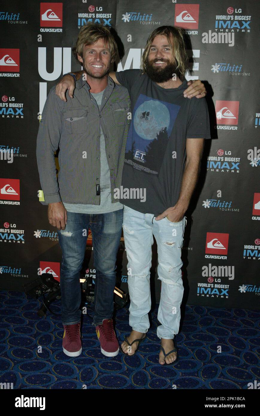 Surfer Jarrod Howes (left) with Sam Elsom of the fashion label Funkolo
