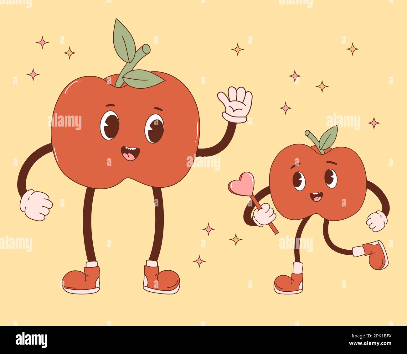 Groovy fruits Stock Vector Images - Alamy