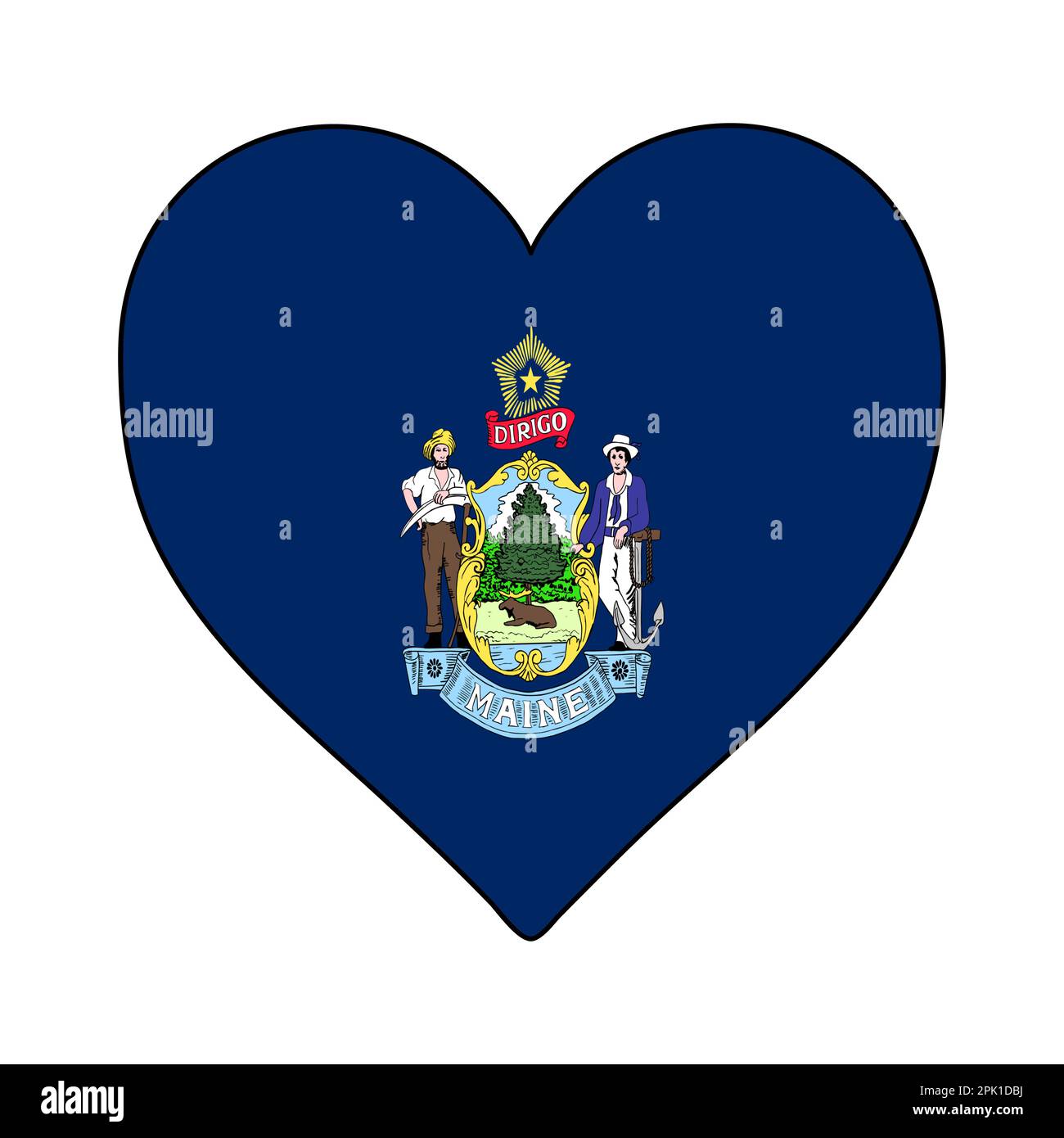 Maine Heart Shape Flag. Love Maine. Visit Maine. Northern America