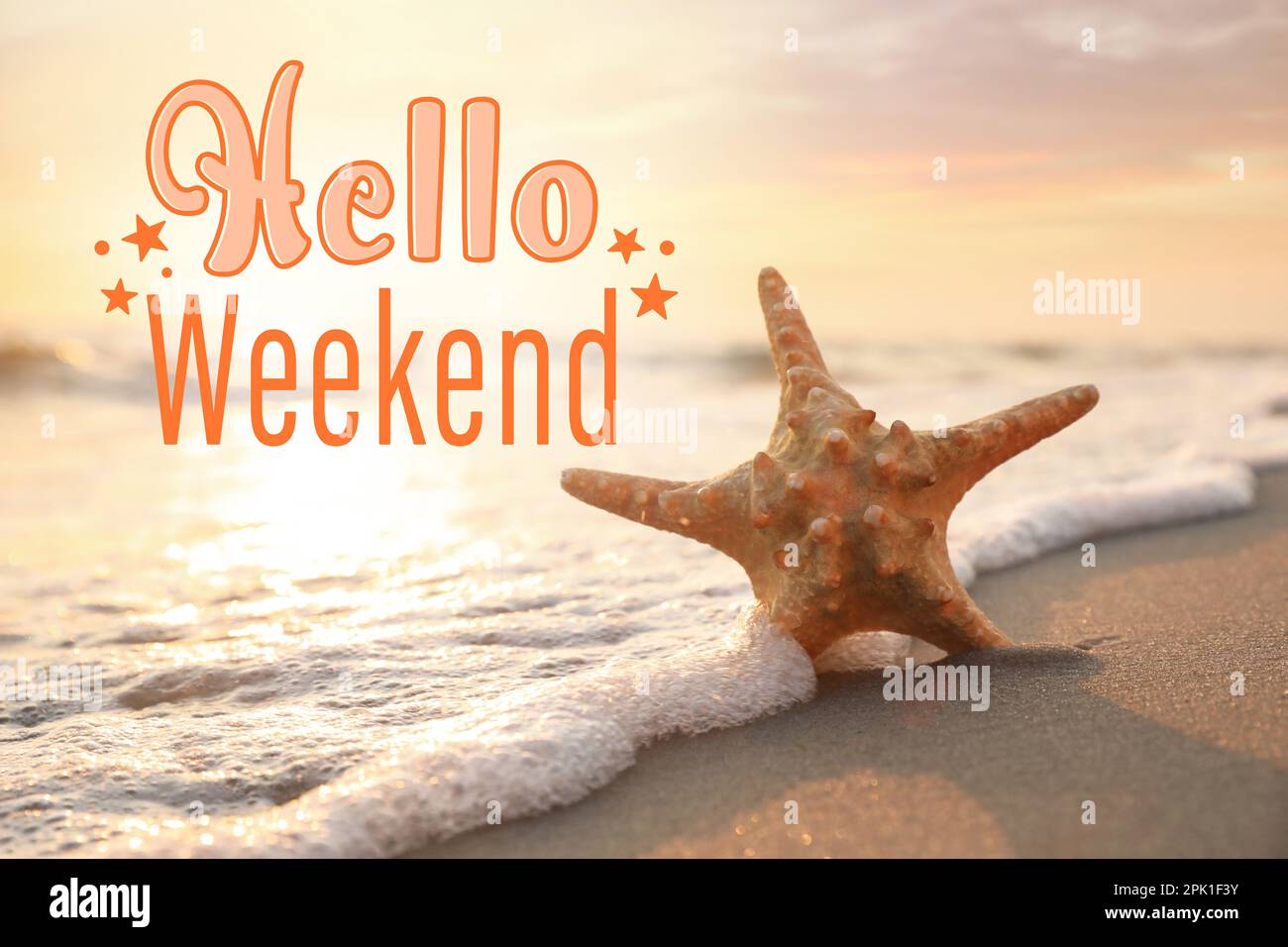 Hello sunday text on gold hi-res stock photography and images - Alamy