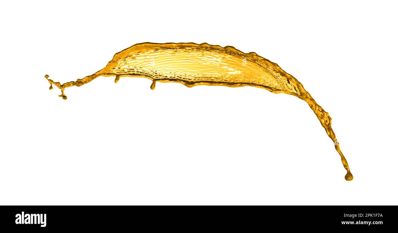 Splash of golden oily liquid on white background Stock Photo - Alamy