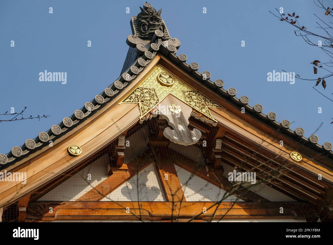 Tokyo, Japan - March 9, 2023: Detail of the Zojoji Temple is a Buddhist temple in Minato, Tokyo, Japan. Stock Photo