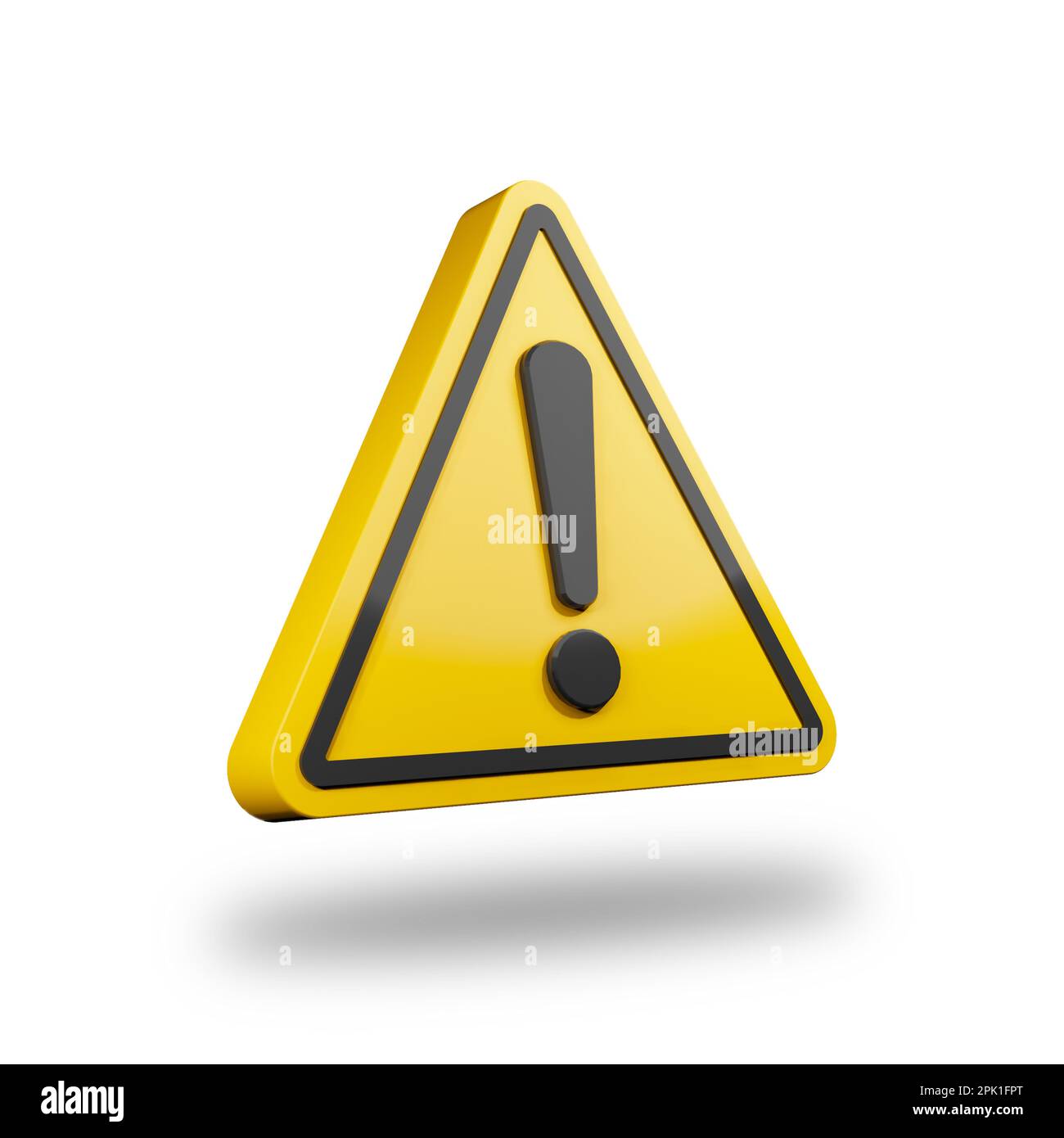 Yellow Caution sign bright with exclamation mark isolated on white ...