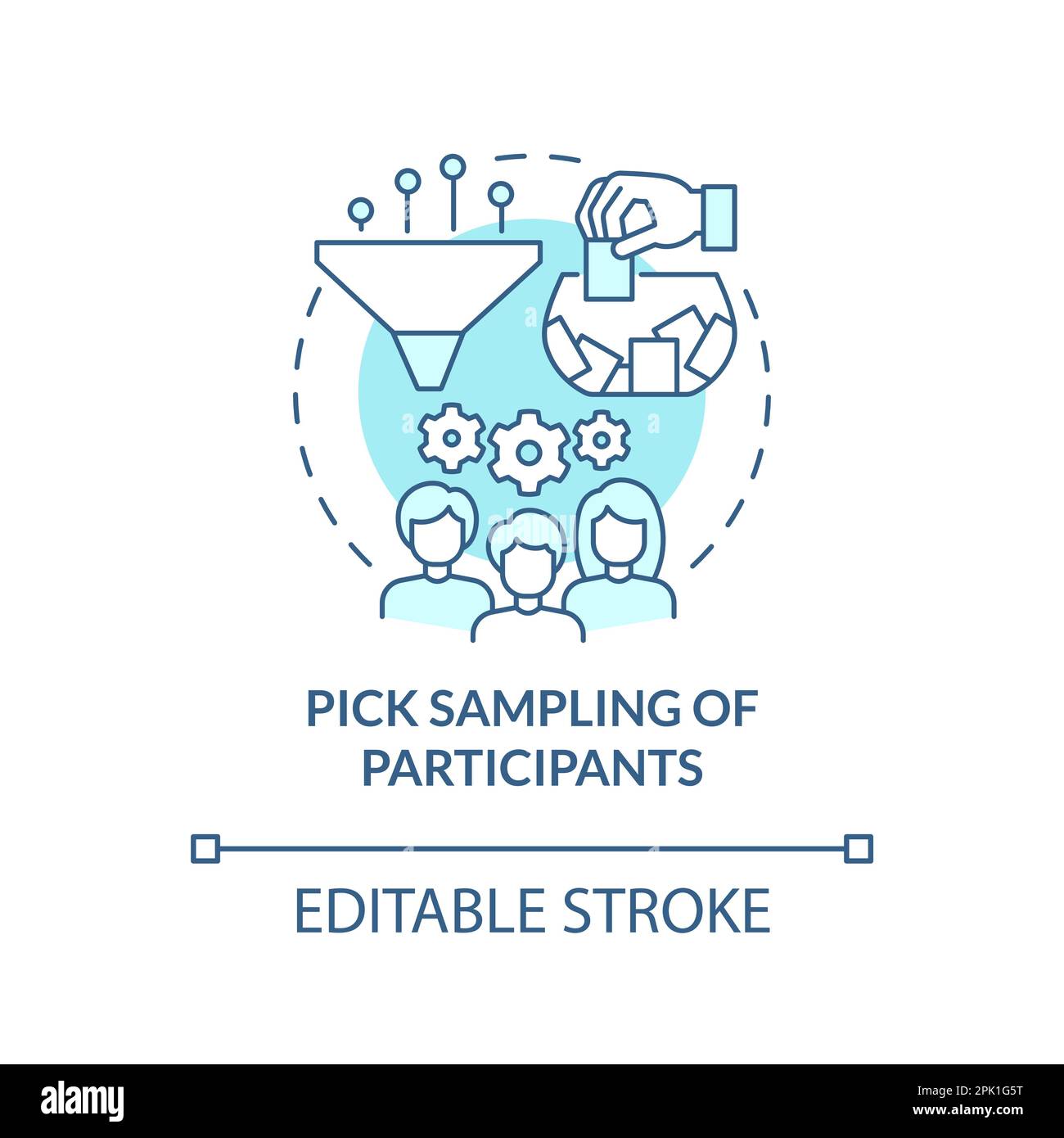 Pick sampling of participants turquoise concept icon Stock Vector