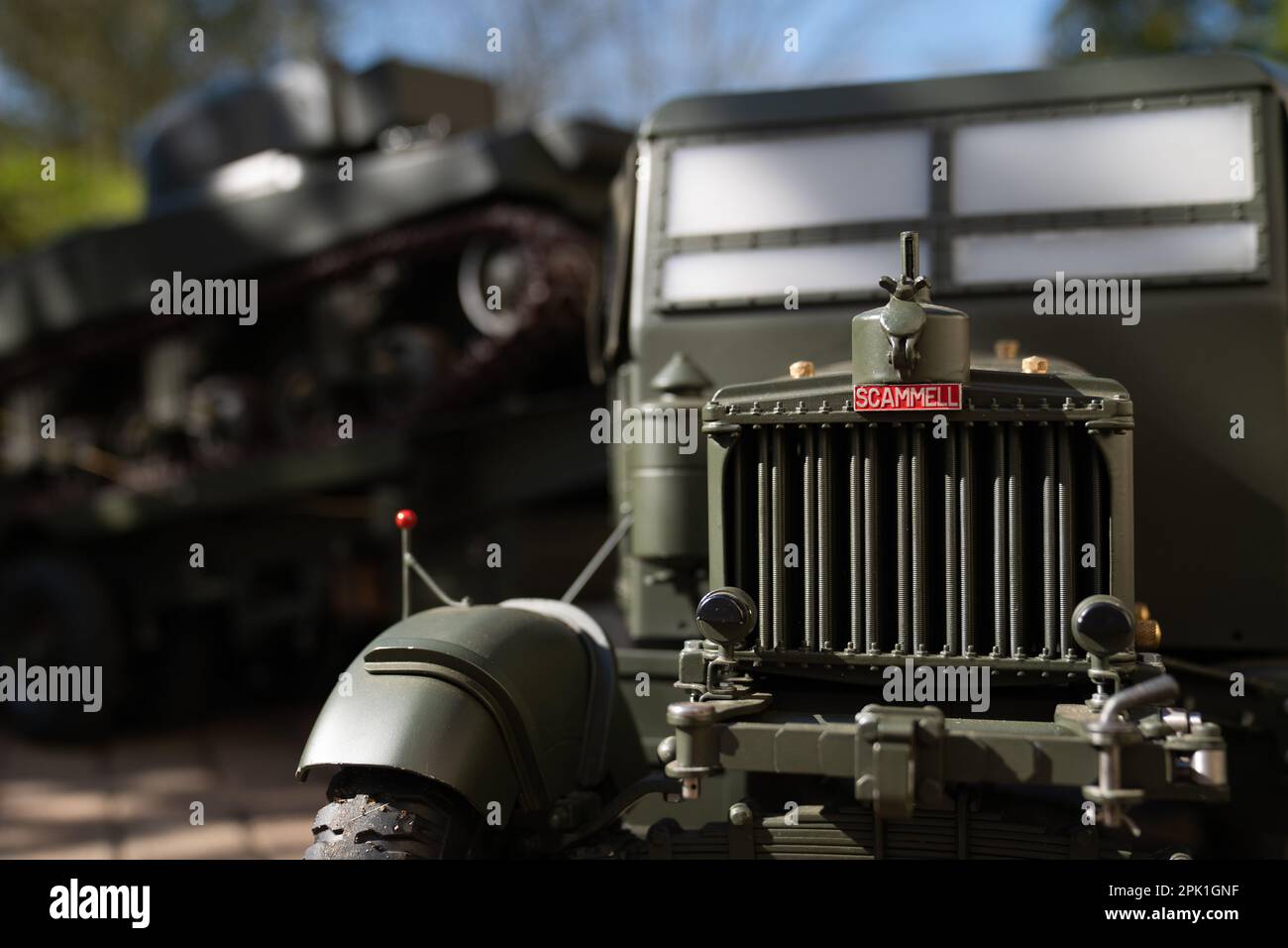 An 8ft remote control model tank and model tank transporter lorry which