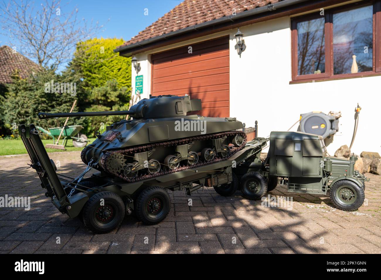 An 8ft remote control model tank and model tank transporter lorry which