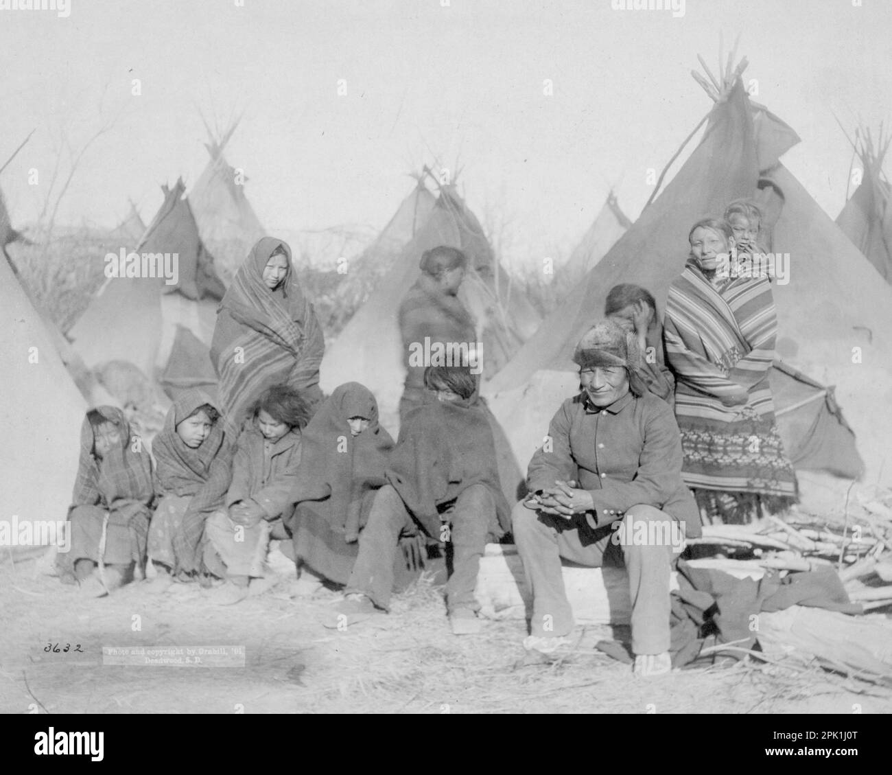 John C. H. Grabill - Survivors of Big Foots band - Survivors of Wounded Knee Massacre - 1891 Stock Photo