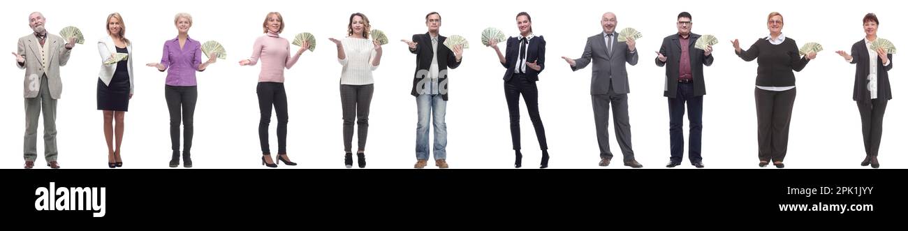 group of successful business people with money isolated Stock Photo - Alamy