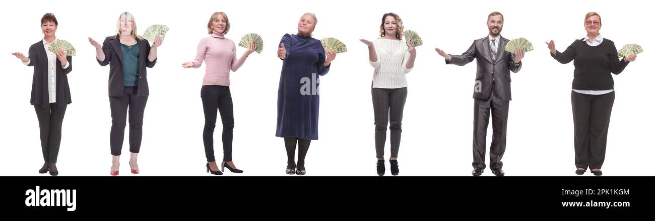 group of successful business people with money isolated Stock Photo - Alamy