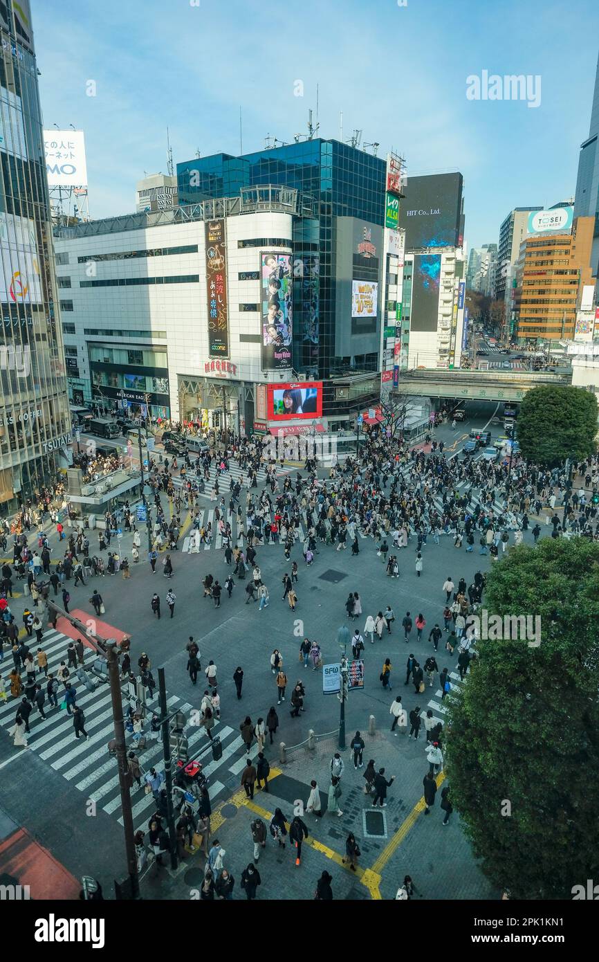 Tokyo, Japan March 4, 2023 People passing through the famous Shibuya