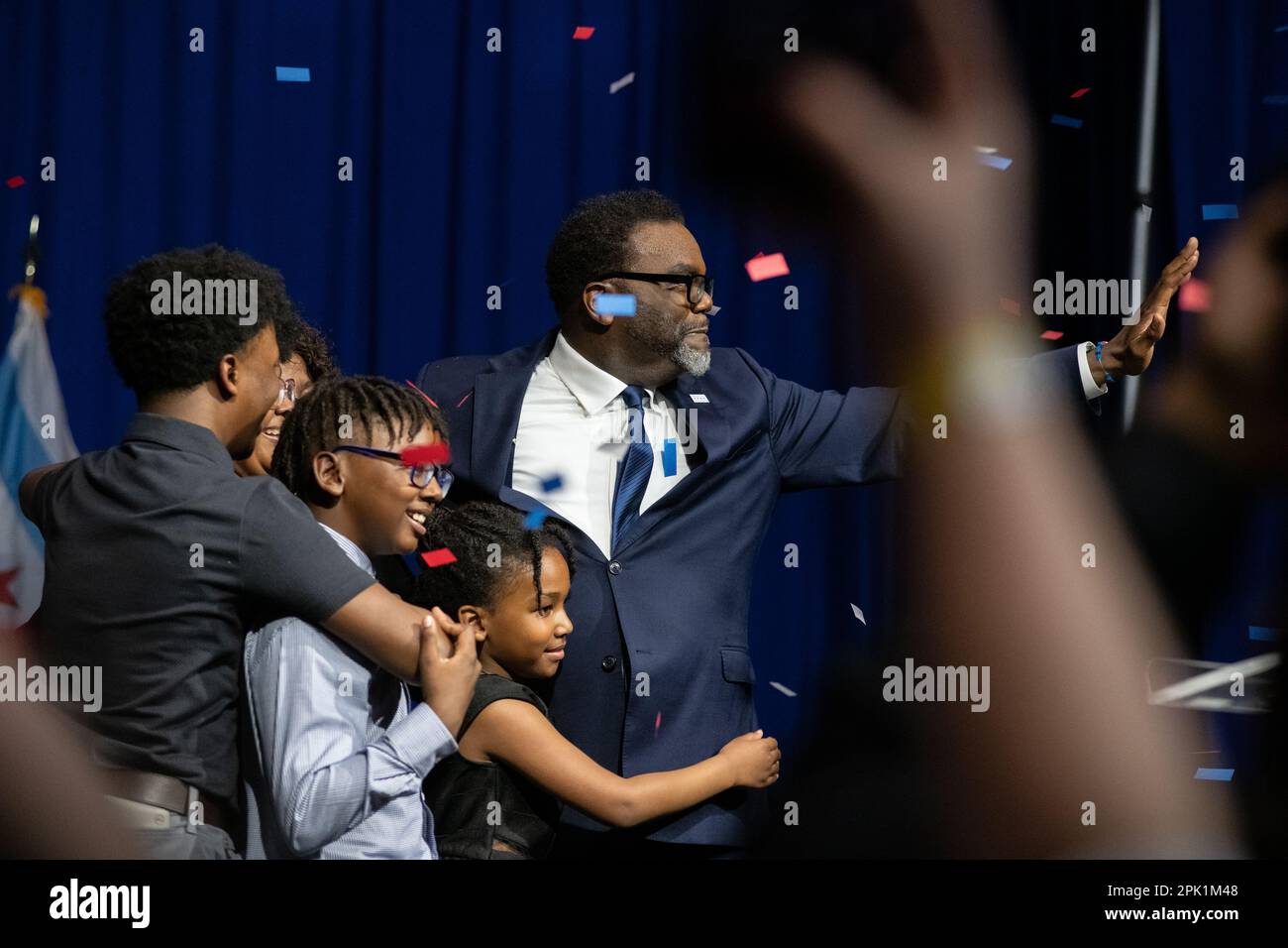 Election night party for newly elected Mayor of Chicago, Brandon Johnson Stock Photo