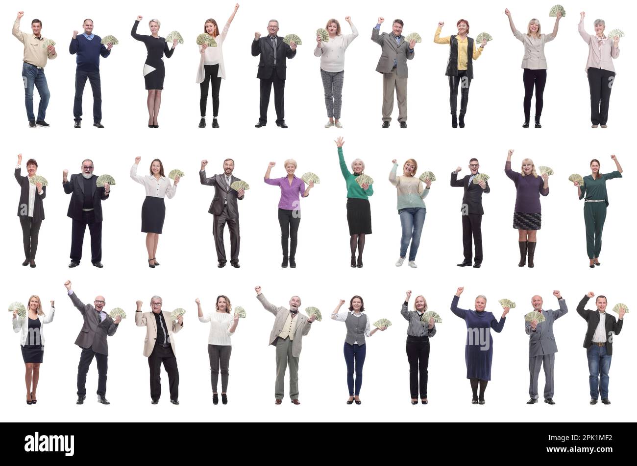 group of successful business people with money isolated Stock Photo - Alamy