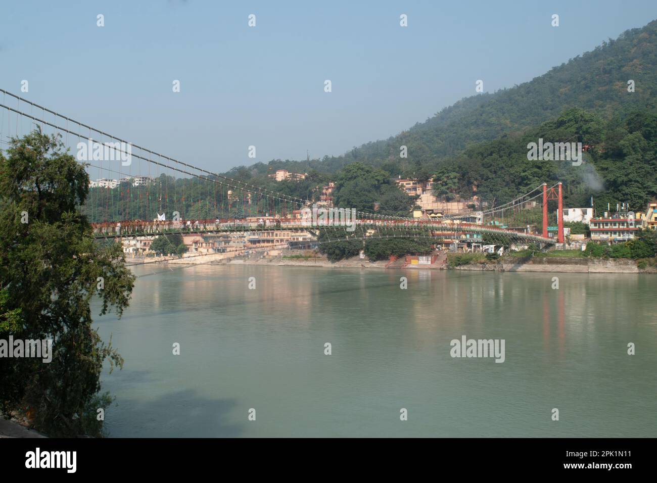 Ram jhula bridge view at rishikesh uttarakhand Stock Photo