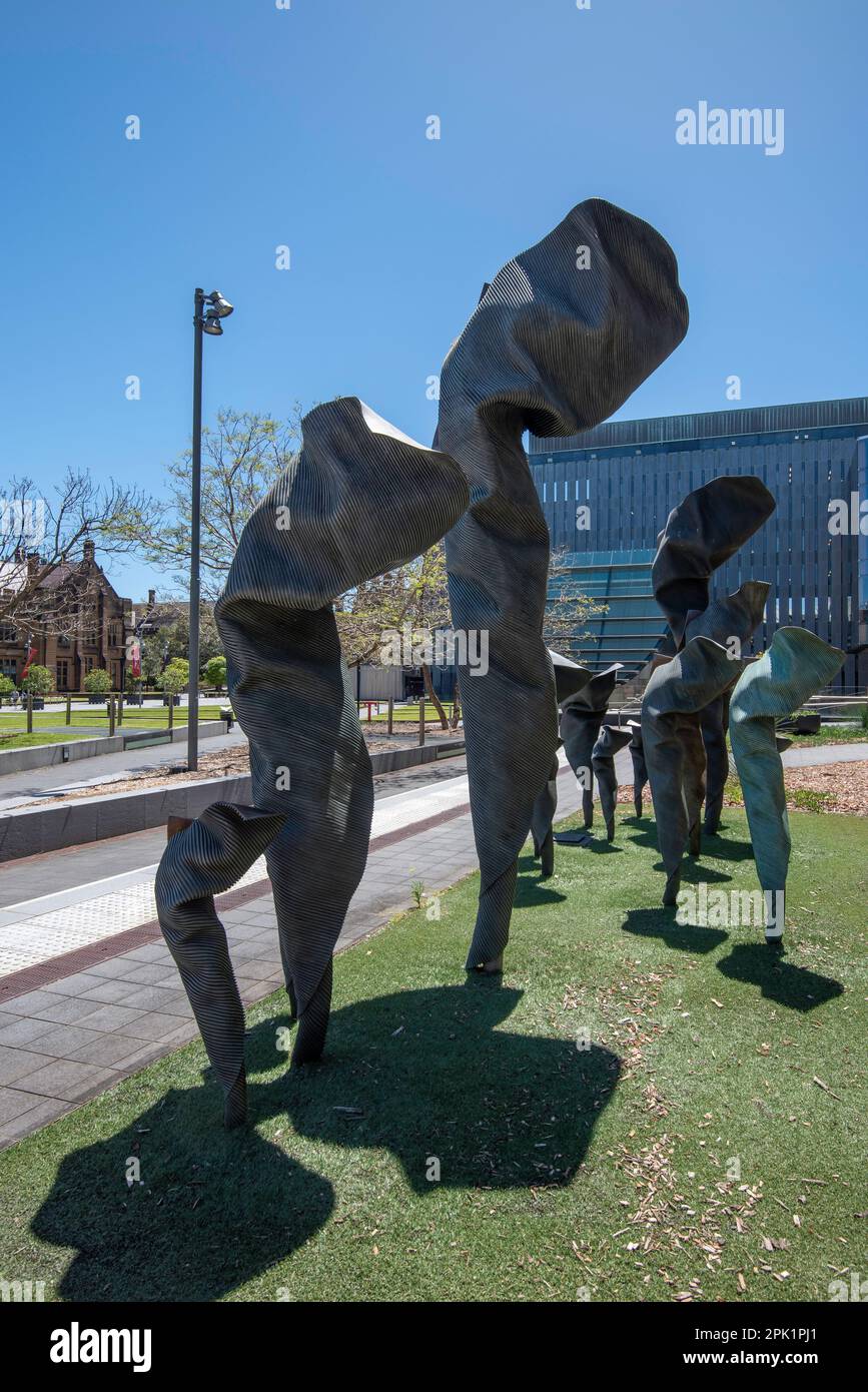 ‘Individual’s, a 2013 bronze sculpture (valued at $1.4m 2015) by internationally acclaimed artist Andrew Roger donated to The University of Sydney Stock Photo