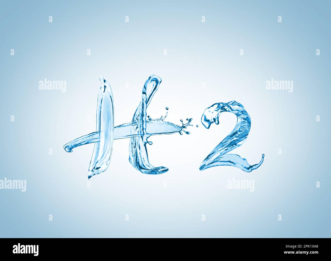 Chemical formula H2 made of water on light blue background Stock Photo ...