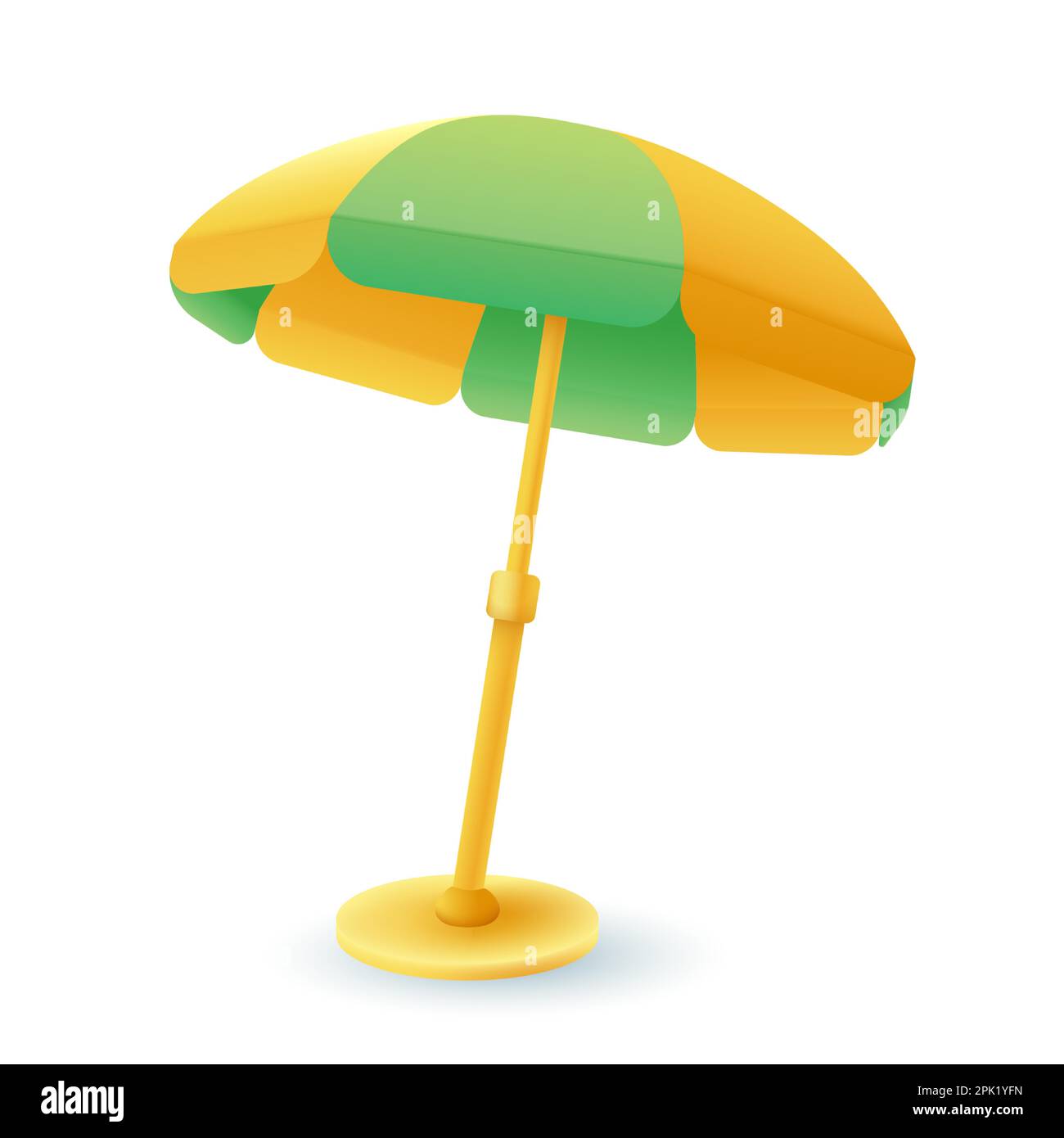 3d cartoon style beach umbrella icon on white background Stock Vector
