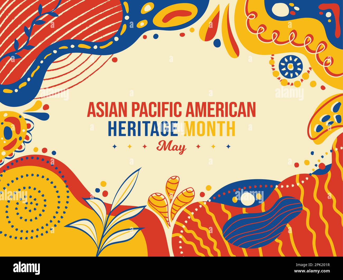 Asian American and Pacific Islander Heritage Month Memphis concept Background. May Awareness Celebration Horizontal banner vector illustration graphic Stock Vector