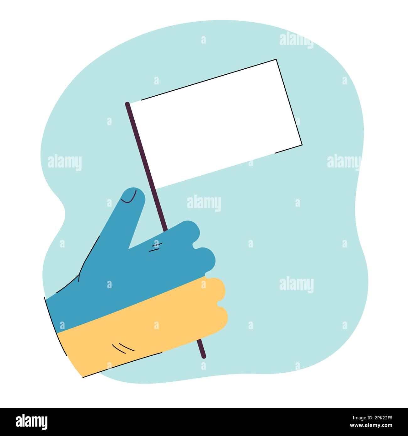 Blue and yellow hand holding white flag flat vector illustration Stock Vector Image & Art Alamy