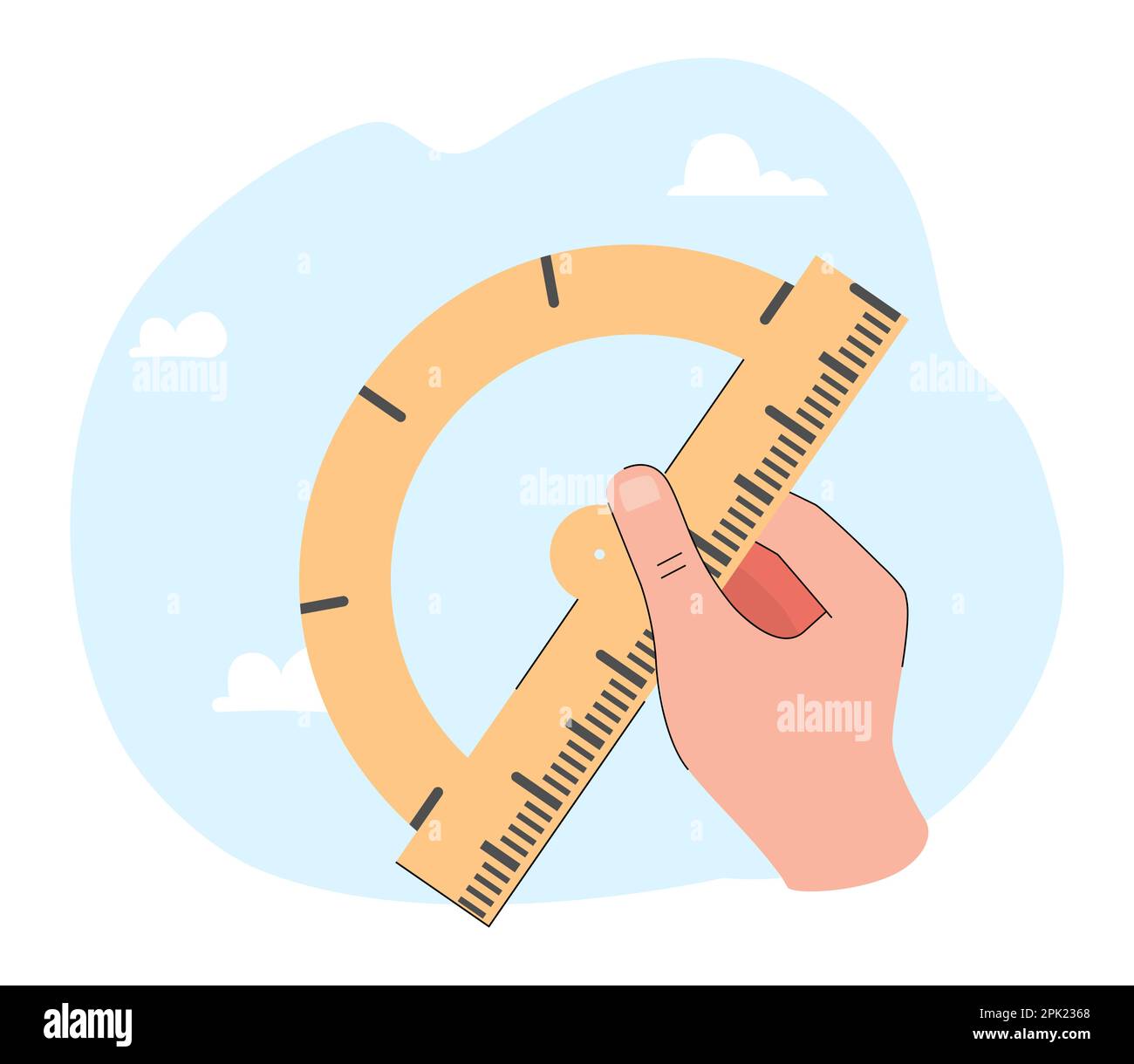 Hand holding protractor with scale Stock Vector Image & Art Alamy