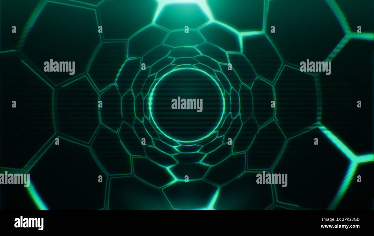 Hexagon technology tunnel abstract background Stock Photo - Alamy