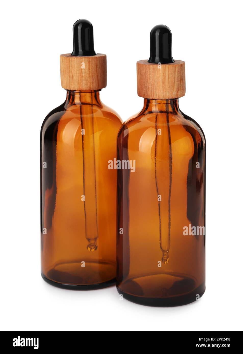 New empty glass bottles with droppers isolated on white Stock Photo Alamy