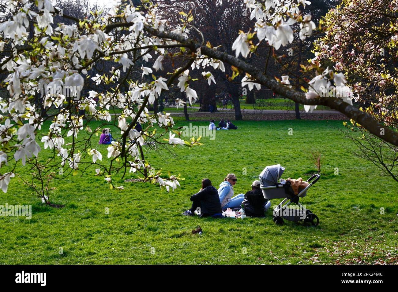 UK Weather April 4th, 2023. Cardiff, South Wales. People enjoy a sunny