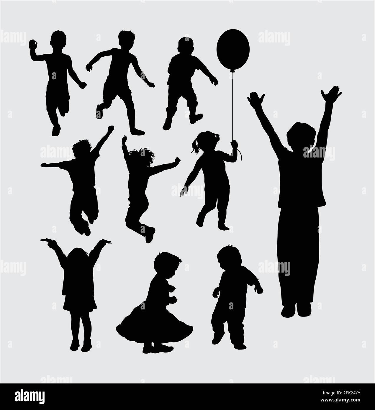 Kid playing silhouettes Stock Vector
