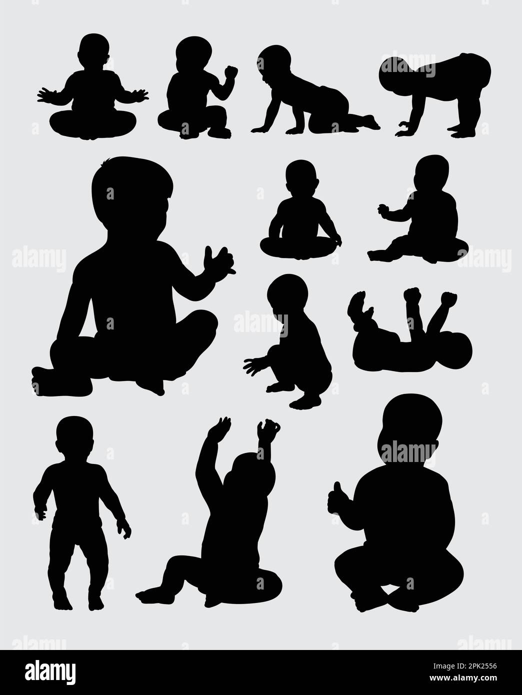 Baby activity silhouettes Stock Vector