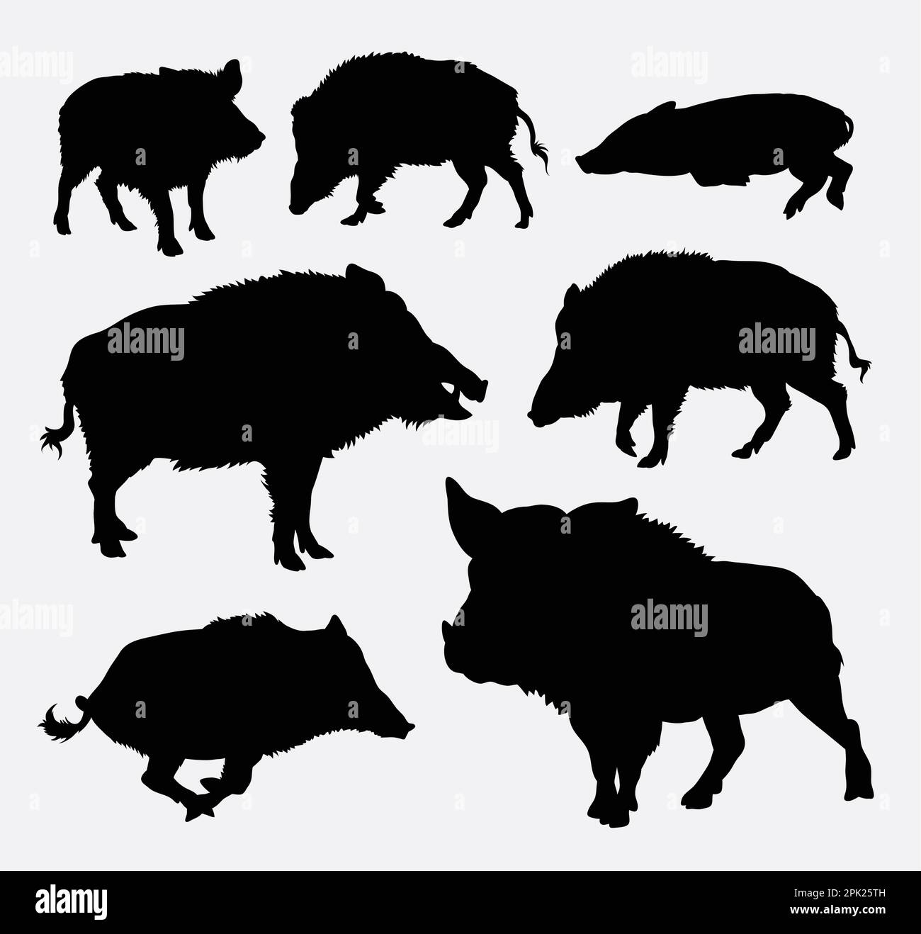 Wild boar silhouette Stock Vector