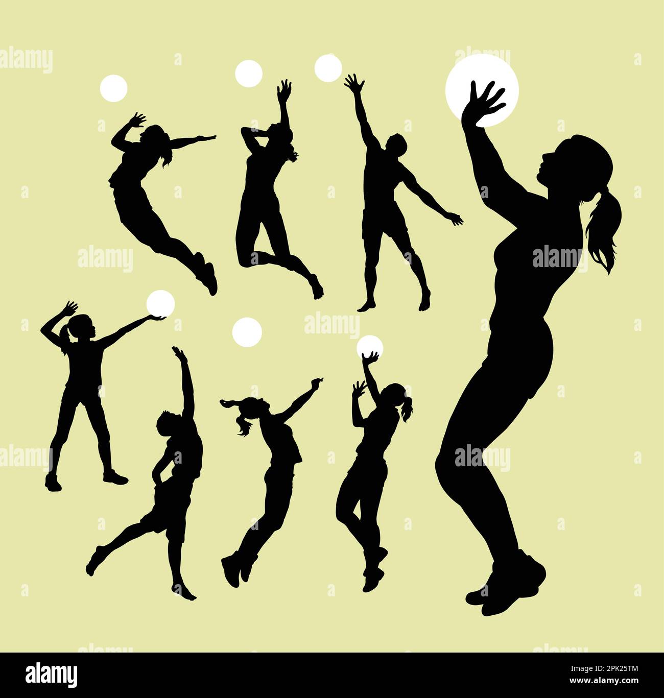 Volleyball sport silhouettes Stock Vector