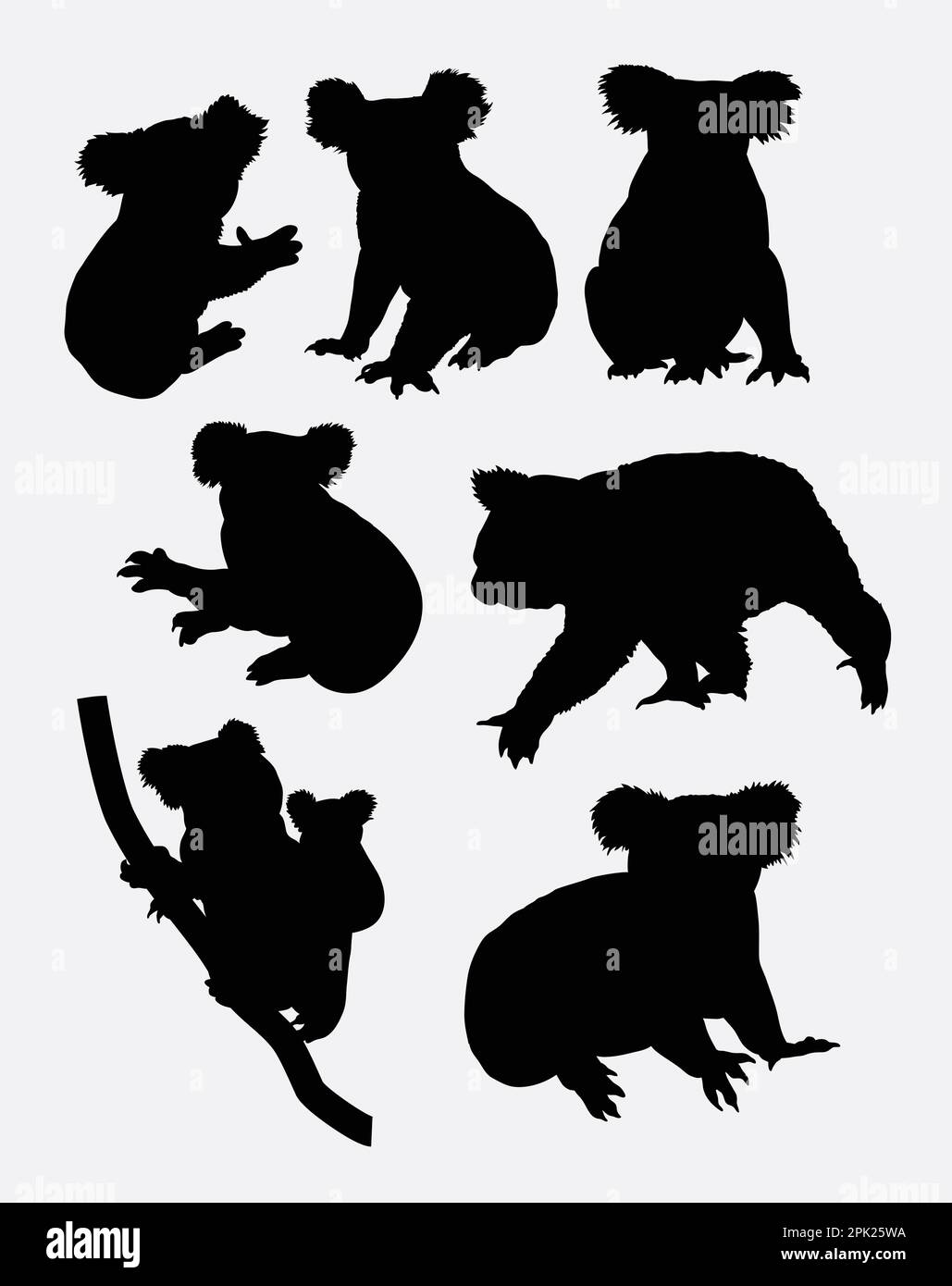 Cute koala animal silhouettes Stock Vector