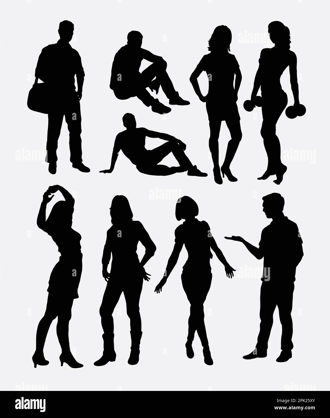 Male and female people activity silhouettes Stock Vector Image & Art ...