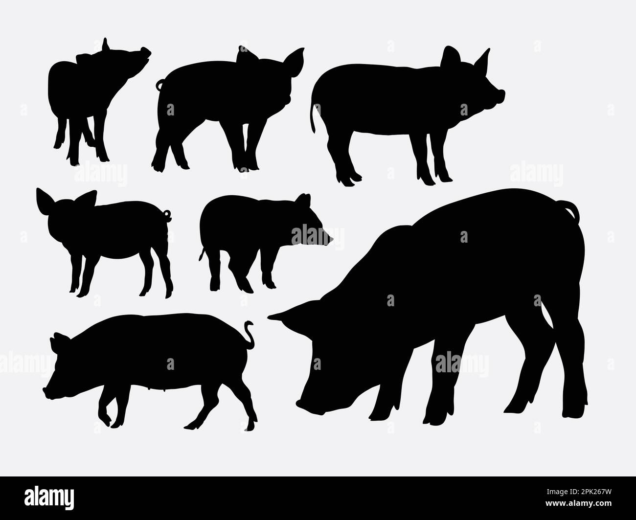 Pig animal silhouettes Stock Vector