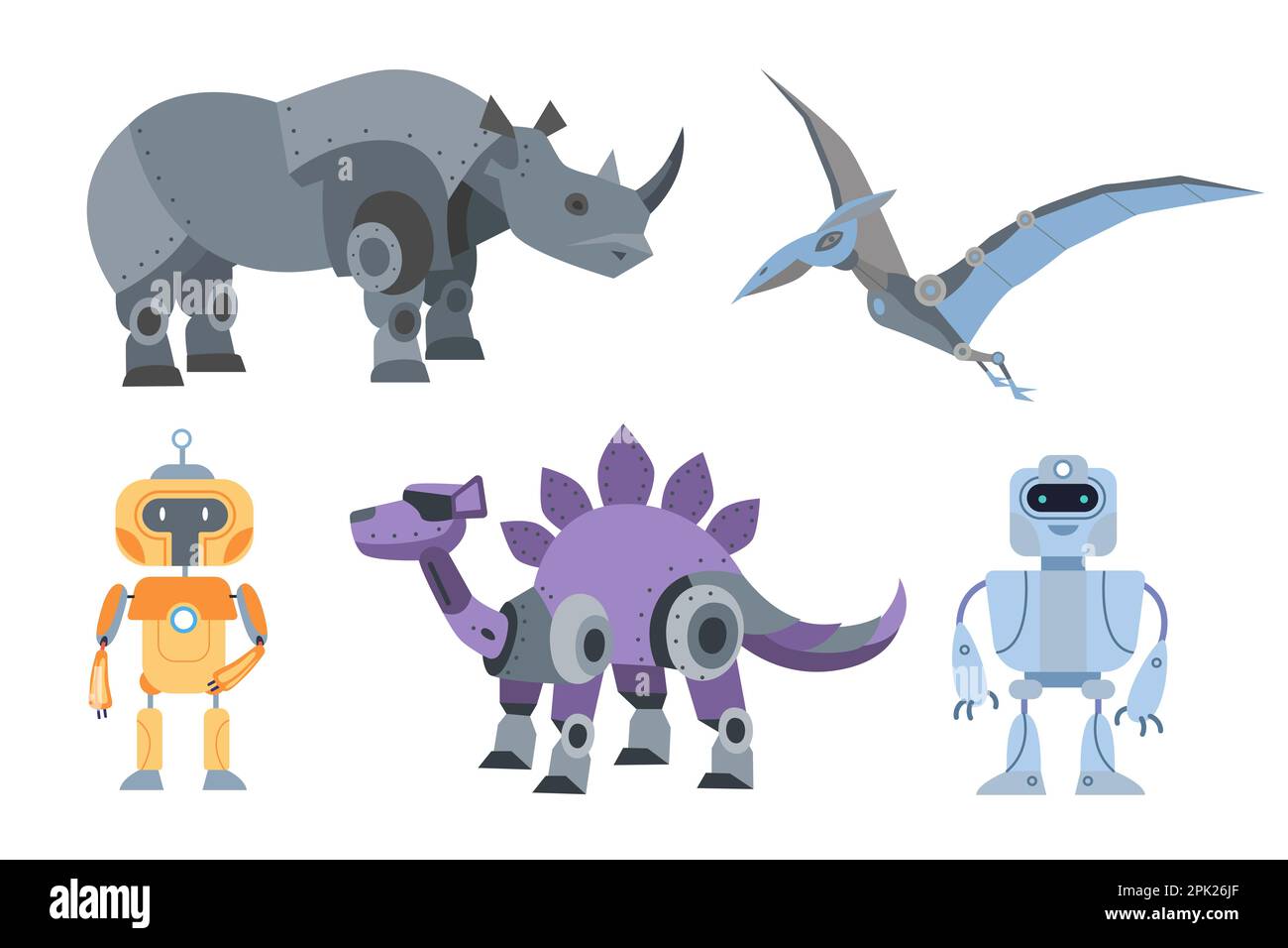 Different mechanical toys for children vector illustrations set Stock Vector