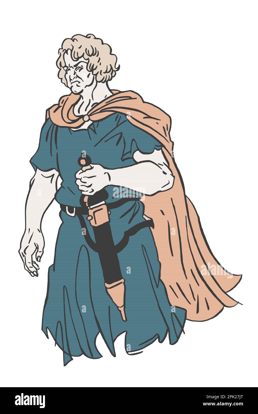 Arminius ou Armenius, 17 BC - AD 21, chef germanique des Chérusque , général victorieux de la bataille de Varus en Germanie Illustration complète Stock Photo