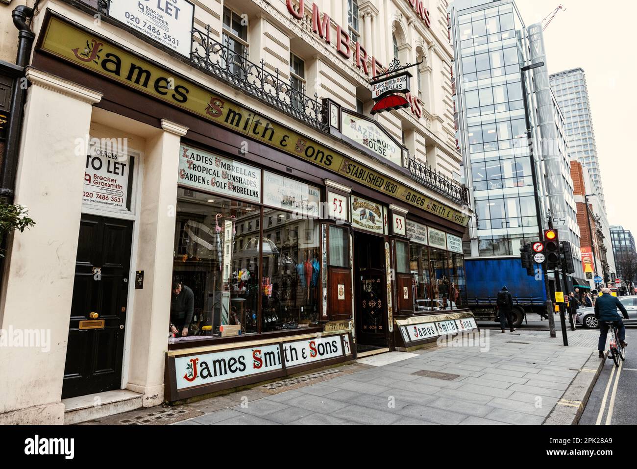 London, UK. 7th March, 2023. The famous James Smith & Sons umbrella