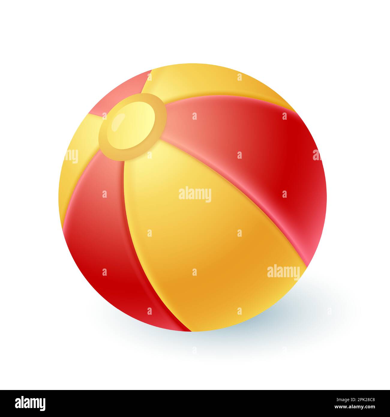3d cartoon style colorful beachball icon on white background Stock Vector