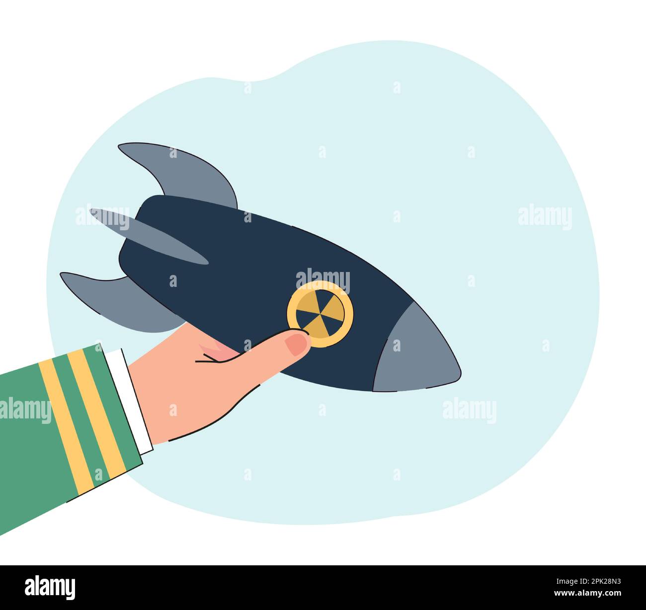 Missile in human hand flat vector illustration Stock Vector