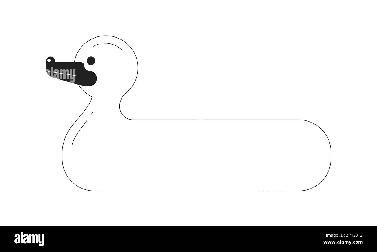Duck inflatable ring for swimming pool monochrome flat vector object Stock Vector