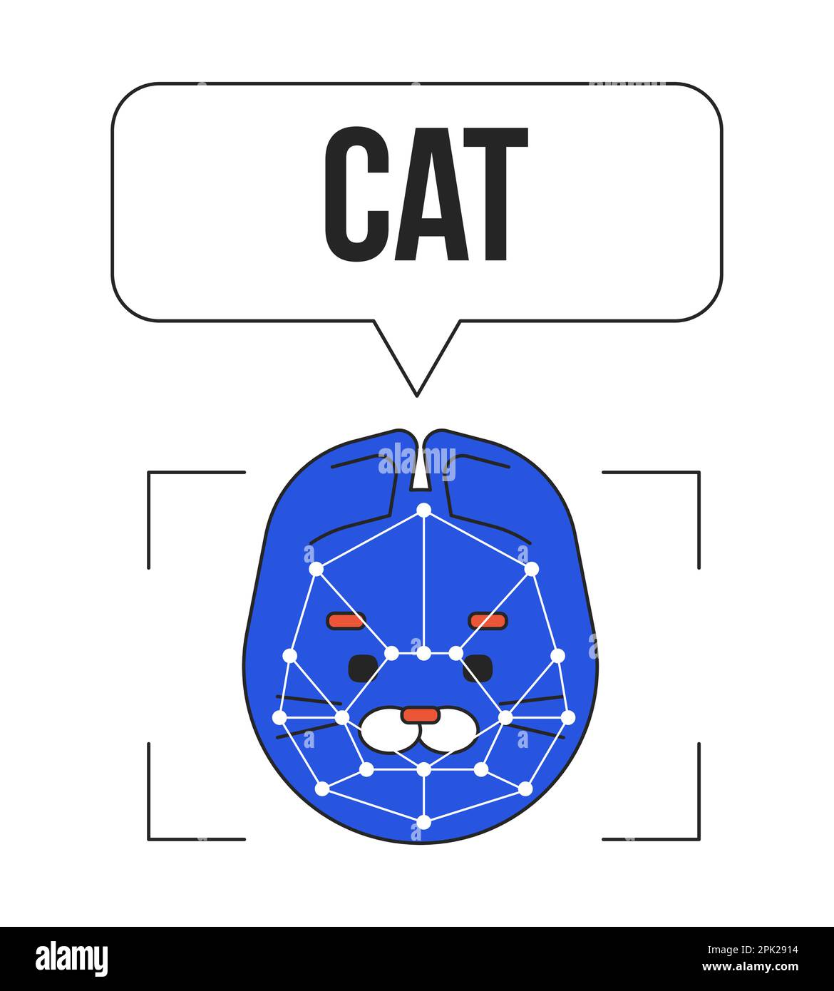 Cat image processing linear flat color vector icon Stock Vector