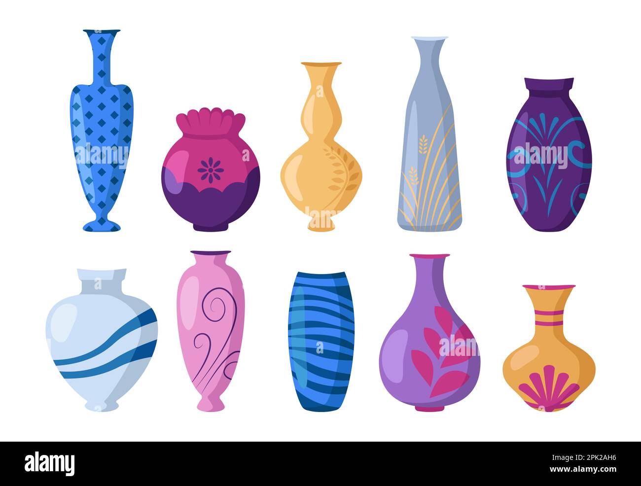 Colorful vases cartoon illustration set Stock Vector Image & Art Alamy