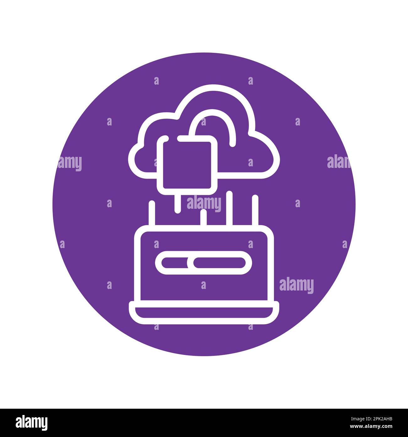 Cloud hacking olor line icon. Pictogram for web page. Stock Vector