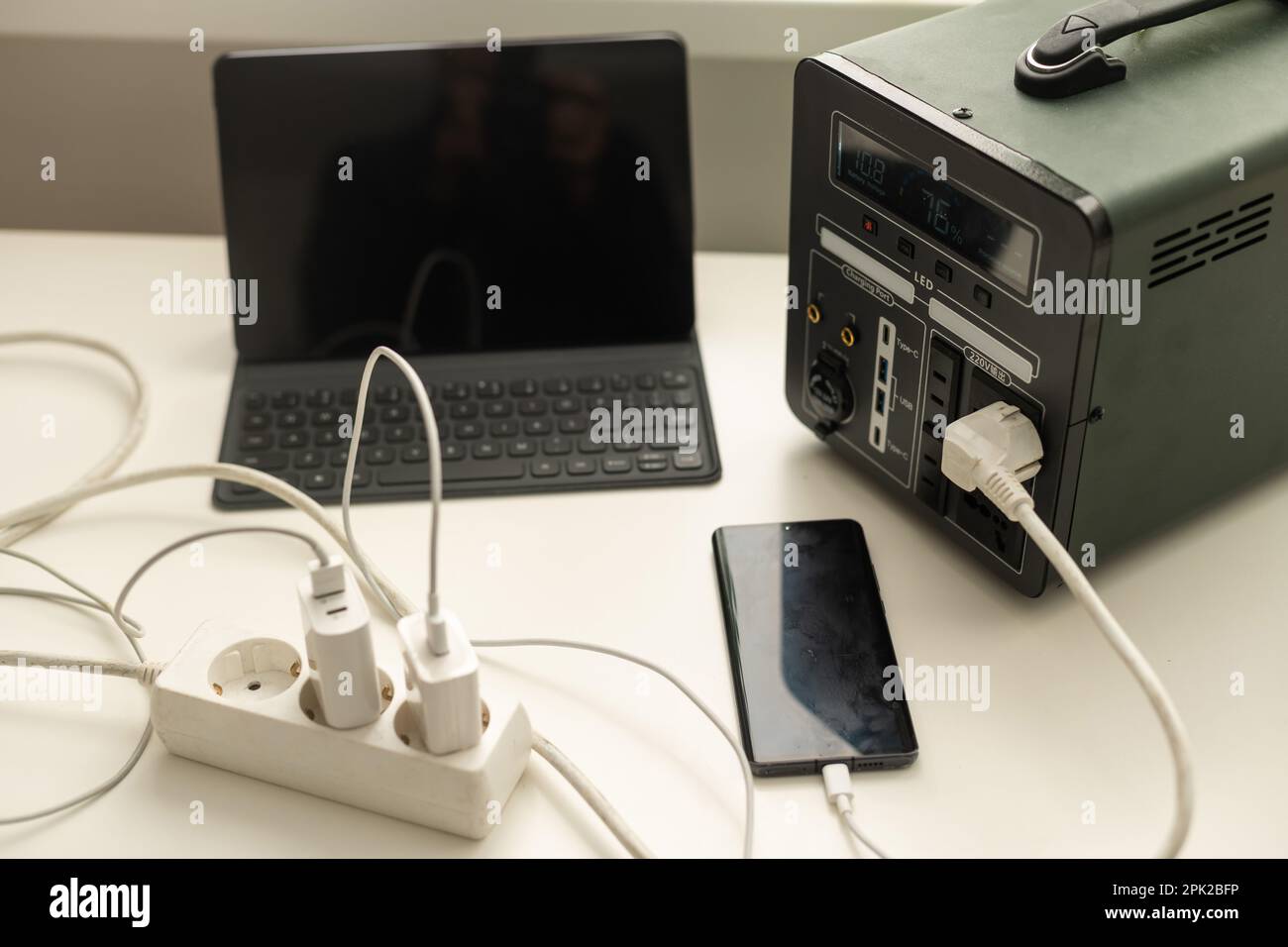 portable charging station charges gadgets Stock Photo